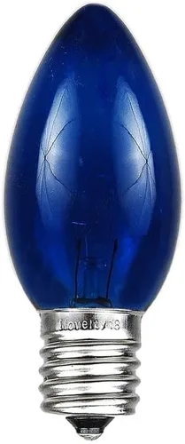 Vista 4 de Paquete de 25 bombillas de repuesto para cadena de luces de Navidad al aire libre C9 base E17/C9, 7 vatios Azul