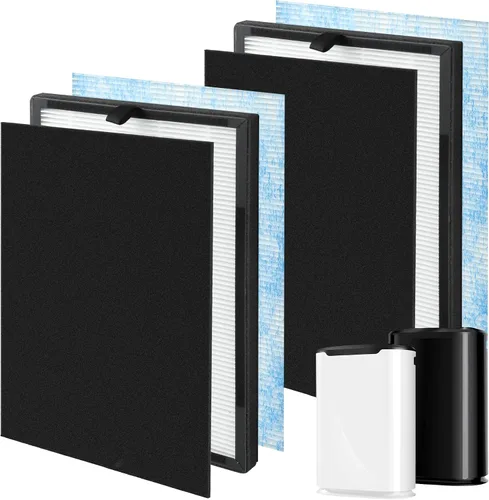 Vista 8 de Juego de 2 filtros de repuesto de carbono HEPA de 8L compatibles con purificador de aire Okaysou Airmax 8L, 2 piezas de prefiltro de carbono+2