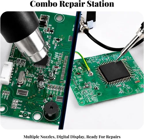 Vista 2 de Simhoa with Iron separate Temperature Controls, 2 in 1 Station, multifunctional, for Electronics Repair, Technicians