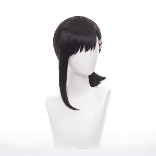 Vista 4 de Mystylecos Anime Higashiyama Kobeni Cosplay peluca larga negra con cola de caballo fiesta de Halloween, juego de rol, peluca sintética