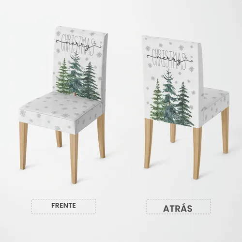 Vista 5 de Horaldaily Fundas para sillas de árboles de pino blanco de Navidad, 4