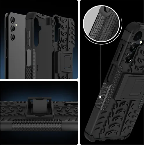 Vista 2 de para Samsung Galaxy A15 5G Funda con protector de pantalla de 2 paquetes, grado militar a prueba de golpes, cubierta acolchada resistente con Negro