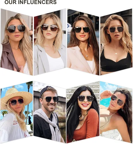 Vista 2 de SOJOS Gafas de sol polarizadas cuadradas retro de gran tamaño para mujeres y hombres estilo vintage UV400 gafas de sol clásicas grandes de metal