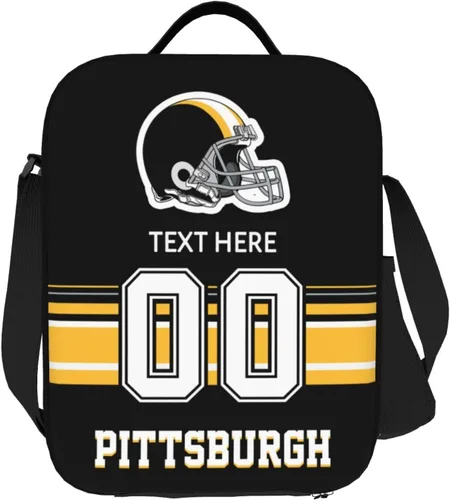 Vista 22 de Bolsa de almuerzo personalizada de Nueva Inglaterra, regalos para hombres, mujeres, fanáticos, con nombre y número personalizados, correas de hombro