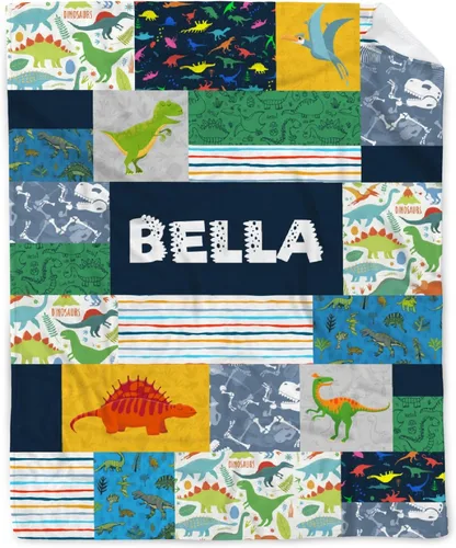 Vista 48 de Manta de bebé de esqueletos de dinosaurios de neón retro de los años 80, regalos para niños y niñas, decoración de dinosaurios, felpa suave