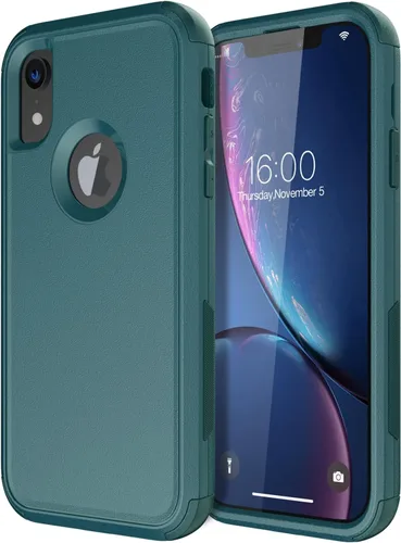 Vista 11 de Diverbox Funda para iPhone XR [Protector de Pantalla de Vidrio Templado] [A Prueba de Golpes] [A Prueba de Caídas] Funda de Teléfono de Protección