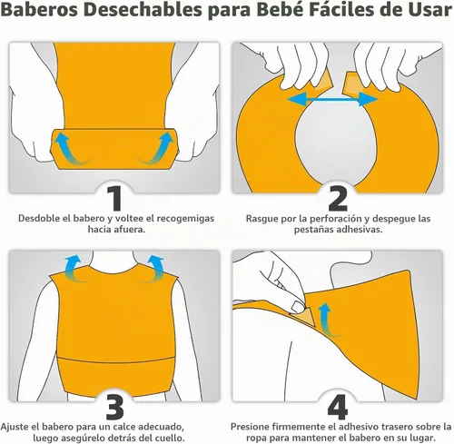 Vista 7 de Disposable Baby Bibs, Disposable Bibs for babies Disposable Feeding Bibs Paper Bibs for Toddler 1-3, Individually Packaged Baby Disposable Bibs, 20