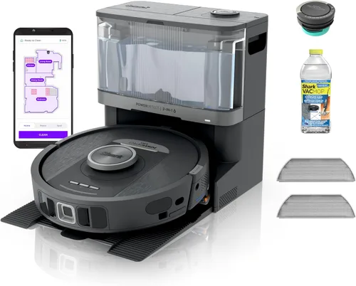 Vista 11 de Shark PowerDetect NeverTouch, Autovaciado y Autollenado, Robot Aspirador y Mopa sin Bolsa, Capacidad de Suciedad de 30 Días, Base HEPA, Tanque