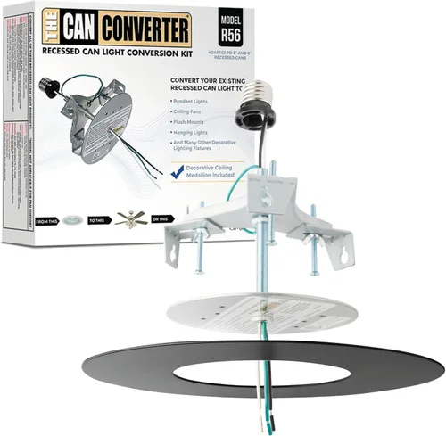 Vista 10 de The Can Converter R56 - Kit de conversión de luz empotrada para lata con medallón de techo plano de 7 pulgadas, mejoras para el hogar para latas