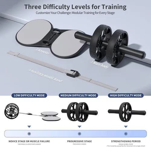 Vista 2 de Ally Peaks Rueda de rodillo abdominal con resistencia ajustable, abdominales de rebote automático y equipo de entrenamiento de núcleo