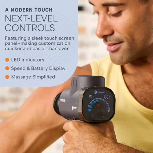 Vista 3 de Lifepro SonicPro Pistola de masaje muscular de percusión con calor, 9 cabezales Negro