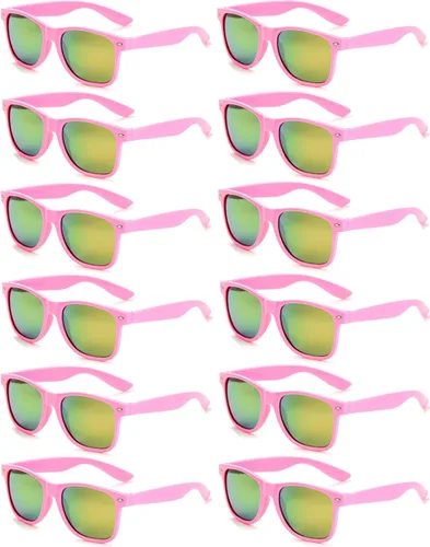 Vista 13 de Eyegla Paquete de 8/12/18 lentes de sol de neón a granel coloridos para fiesta, gafas retro para fiesta para adultos, hombres y mujeres