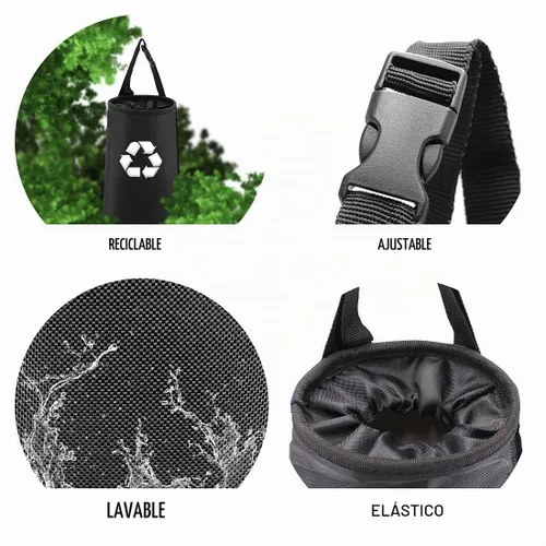 Vista 4 de Paquete de 2 bolsas de basura para automóvil, lavables, ecológicas, para colgar en la parte trasera del asiento, bolsa de basura para automóvil