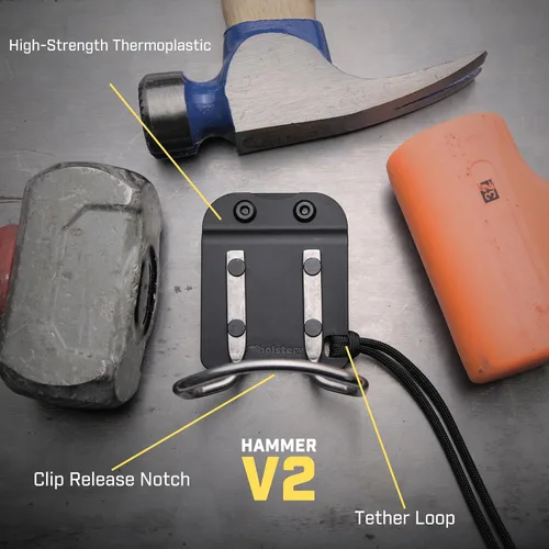 Vista 3 de Holstery HammerMaster Bucle Porta Martillo - Funda de Cinturón con Clip para Herramientas Sostiene Martillos, Hacha o Mazo