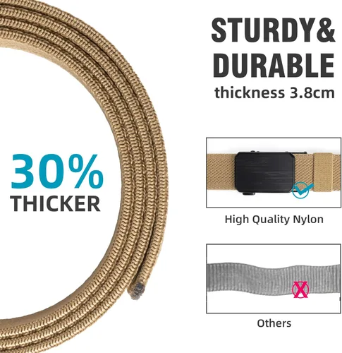 Vista 6 de Auto Lock Ratchet Belt for Men Elegant Dressing Belt Buckle 1.5" Wide Elastic Nylon Tactical Belts Thicker