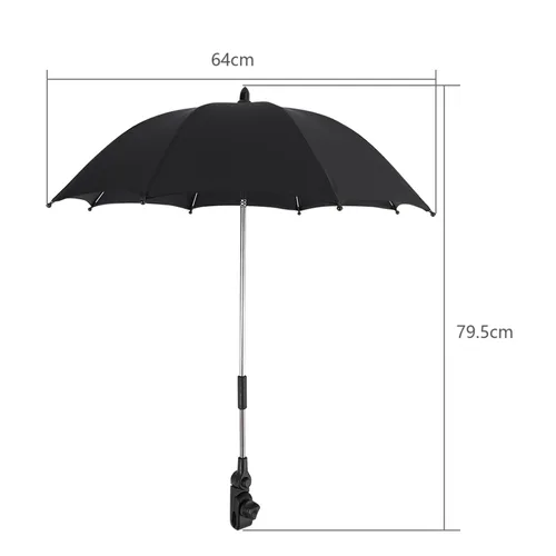 Vista 4 de Ejoyous Sombrilla ajustable para cochecito de bebé, sombrilla ajustable con abrazadera, sombrilla de rayos de sol, lluvia, sombrilla para silla