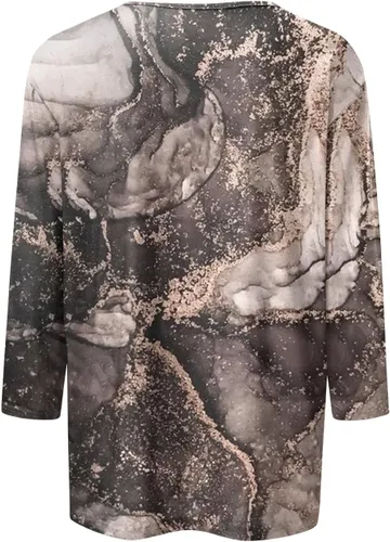 Vista 4 de Camiseta de Navidad para mujer, manga 34, estampado floral, ajustada, informal, para mujer