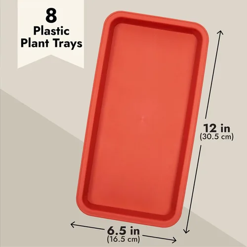 Vista 3 de Juvale Bandeja rectangular de plástico para plantas, bandeja de agua para plantas en interiores y exteriores, drenaje integrado y recogedor