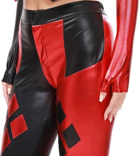 Vista 4 de Bigu Disfraz de Joker para mujer, traje de cosplay sexy de Halloween de 5 piezas con postizos