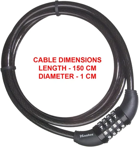 Vista 4 de Master Lock 8119DPF 5' Largo x 38" Diámetro Establece Tu Propia Cerradura De Bicicleta De Cable Combinación