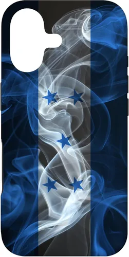 Vista 32 de iPhone 16 Smoky Honduras Flag - Funda de orgullo hondureño estilo humo