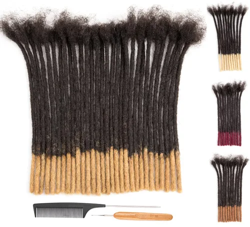 Vista 45 de DAIXI 0.2cm y 0.4cm y 0.6cm y 0.8cm de grosor 4-18 pulgadas 10 hebras extensiones de rastas de cabello humano 100% real para hombres/mujeres