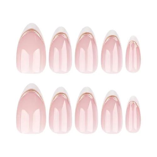 Vista 2 de Uñas postizas a presión, uñas postizas medianas con diseño de almendra, 24 A-1