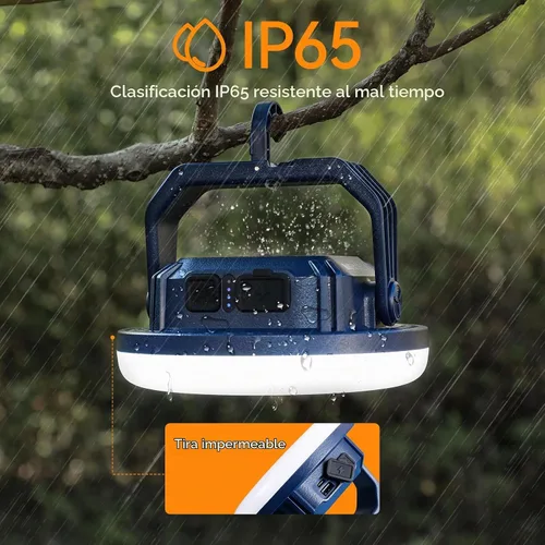Vista 6 de VAVOFO Linterna LED de Campamento Recargable de 30W, 3000LM, 124 LED con 3 Modos de Iluminación, Luz Portátil para Tienda de 7200mAh con Imán