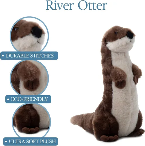 Vista 9 de The Petting Zoo Animal de peluche de nutria de río, regalos para niños, animales salvajes del zoológico Onez, juguete de peluche de nutria de río