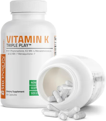 Vista 6 de Suplemento de Vitamina K Triple Play de Bronson (vitamina K2 MK7 / vitamina K2 MK4 / vitamina K1) 0,00002 oz, 1