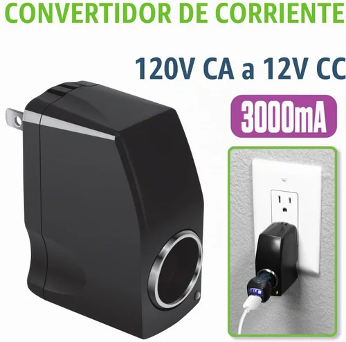 Vista 2 de Cellet Adaptador de CA a CC, convertidor de corriente de 120 V/110 V a 12 V CA/CC, enchufe para encendedor de cigarrillos de automóvil
