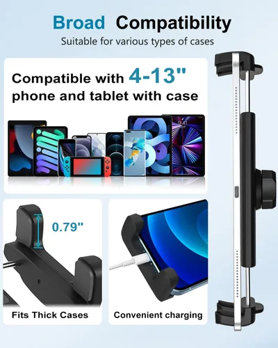Vista 6 de Soporte para tablet para silla de ruedas, cochecito, bicicleta giratoria, cinta de correr, soporte de micrófono, barco/abrazadera de manillar