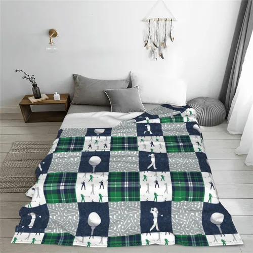 Vista 6 de Manta de golf de forro polar suave, ultra cálida, manta de franela de felpa para cama, viajes, sofá, oficina, hogar, regalos ligeros para mujeres
