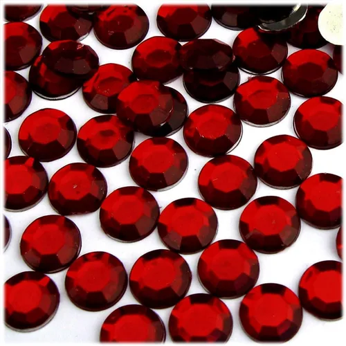 Vista 8 de The Crafts Outlet 1,000 diamantes de imitación redondos de 0.472 in - parte trasera plana rojo rubí rojo