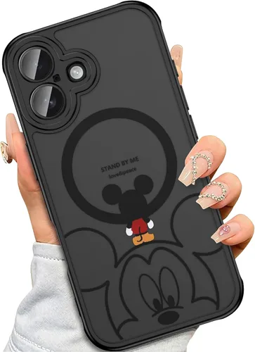 Vista 14 de Funda para iPhone 16 Pro Max [Compatible con MagSafe], diseño bonito, magnético, negro translúcido, mate, con borde de TPU suave y parte trasera