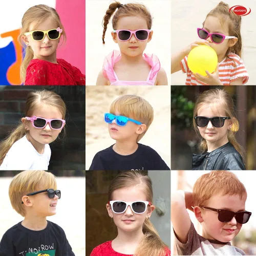 Vista 6 de MOTOEYE SUMMER SALE - Gafas de sol para niños polarizadas y flexibles y 100% protección UV para edades de 4 a 9 años, estilos para niñas y niños