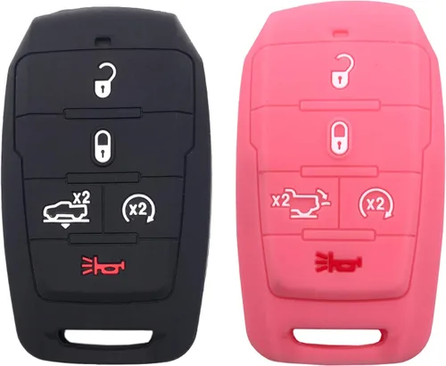 Vista 8 de Funda protectora de silicona para llavero de automóvil para Ram 1500 2021 2020 2019, accesorios de 5 botones de entrada sin llave, control remoto