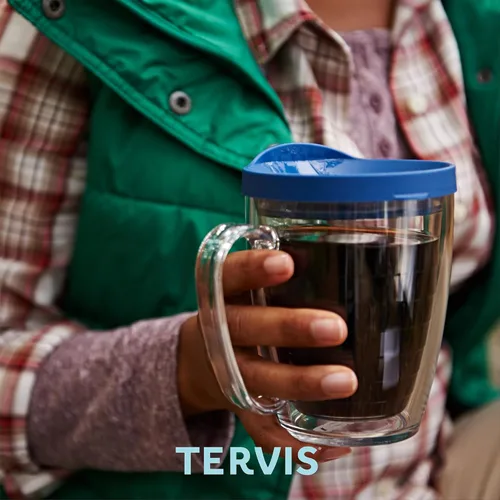 Vista 7 de Taza aislada Tervis de doble pared fabricada en Estados Unidos con logotipo principal de NHL Buffalo Sabres, mantiene las bebidas frías y calientes