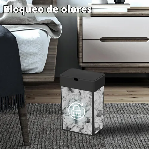 Vista 7 de ELPHECO Basurero de baño con tapa, paquete de 2 botes de basura automáticos, 2.5 galones + 4 galones con sensor de movimiento inteligente