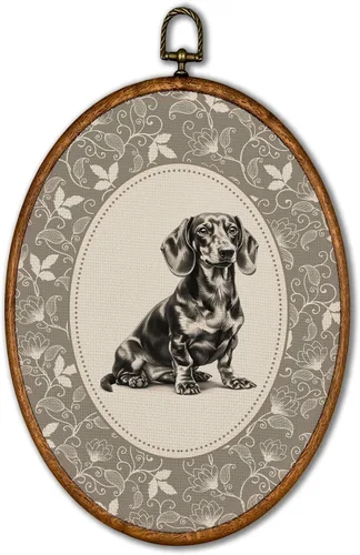 Vista 23 de KSDUT Arte de pared ovalado de perro pastor australiano floral retro de 8.6