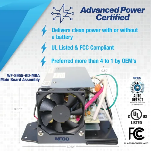 Vista 8 de WFCO WF-8955-AD-MBA - Conjunto de placa principal para centro de potencia de la serie WF-8900-AD, 55 amperios, color negro