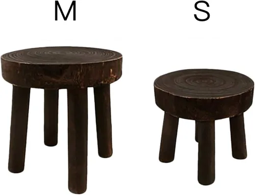Vista 6 de TITA-DONG Taburete de madera moderno, estante para maceta, taburete de pie de madera redondo sólido para cocina, dormitorio, sala de estar, baño