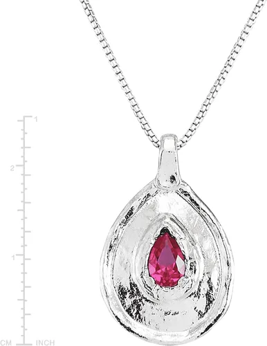 Vista 5 de Silpada Collar con colgante de rubí creado en laboratorio con diseño de flor de pera, en plata de ley, 16 pulgadas + 2 pulgadas, rubí
