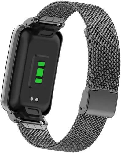 Vista 3 de Correa compatible con Xiaomi Mi Band 7, correas de repuesto de metal de acero inoxidable, accesorios para pulsera inteligente Mi Band 7 FG1 Negro
