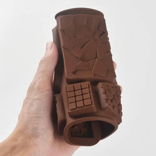 Vista 3 de ROTADM - Juego de moldes de silicona para chocolate con forma mixta, 3 piezas de mini gofre, corazón y barra cuadrada para barras de proteínas