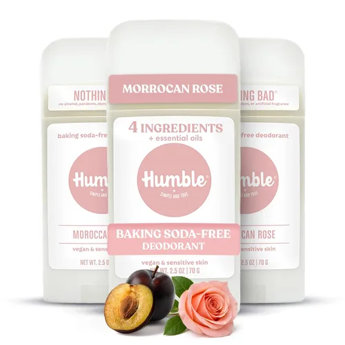 Vista 18 de HUMBLE BRANDS Desodorante sin aluminio, vegano y libre de crueldad, formulado para pieles sensibles, simplemente sin perfume, 2.5 onzas