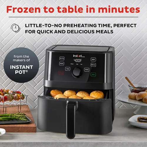 Vista 2 de Instant Vortex 4 en 1 - Freidora de aire con 4 programas de cocina personalizables, pantalla táctil digital, gran cesta antiadherente y capacidad