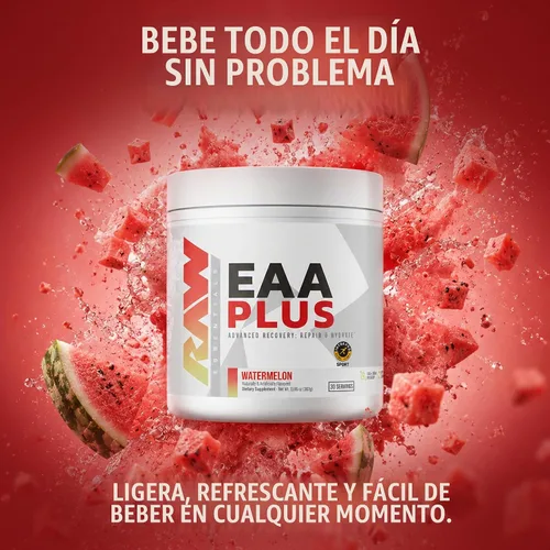 Vista 6 de RAW EAA Plus, aminoácidos en polvo, sandía - Suplemento de aminoácidos BCAA para hombres y mujeres