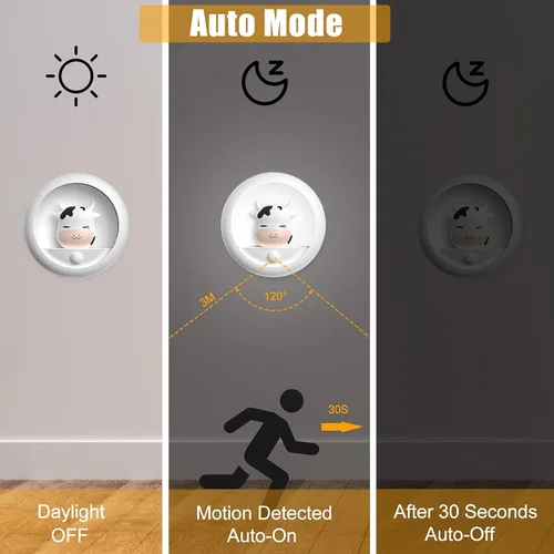 Vista 6 de AIMILAR Luz nocturna, luz recargable con sensor de movimiento con brillo ajustable y 3 opciones de montaje, luces nocturnas ideales para niños