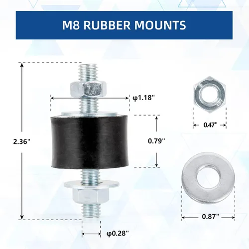 Vista 5 de Pernos de Goma Amortiguador M8 30x20mm Paquete de 4 Montajes Aisladores de Goma Antivibración Montajes de Aislamiento de Vibración Cilíndricos